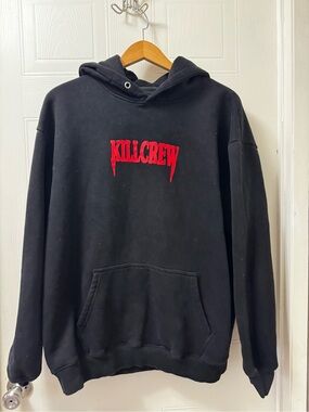Kill Crew Black Hoodie with Red Logo - Men's Pullover
